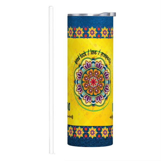 BOOTH MOJO: INDIA STYLE: 20oz Straight Stainless Steel Tumbler with Straw