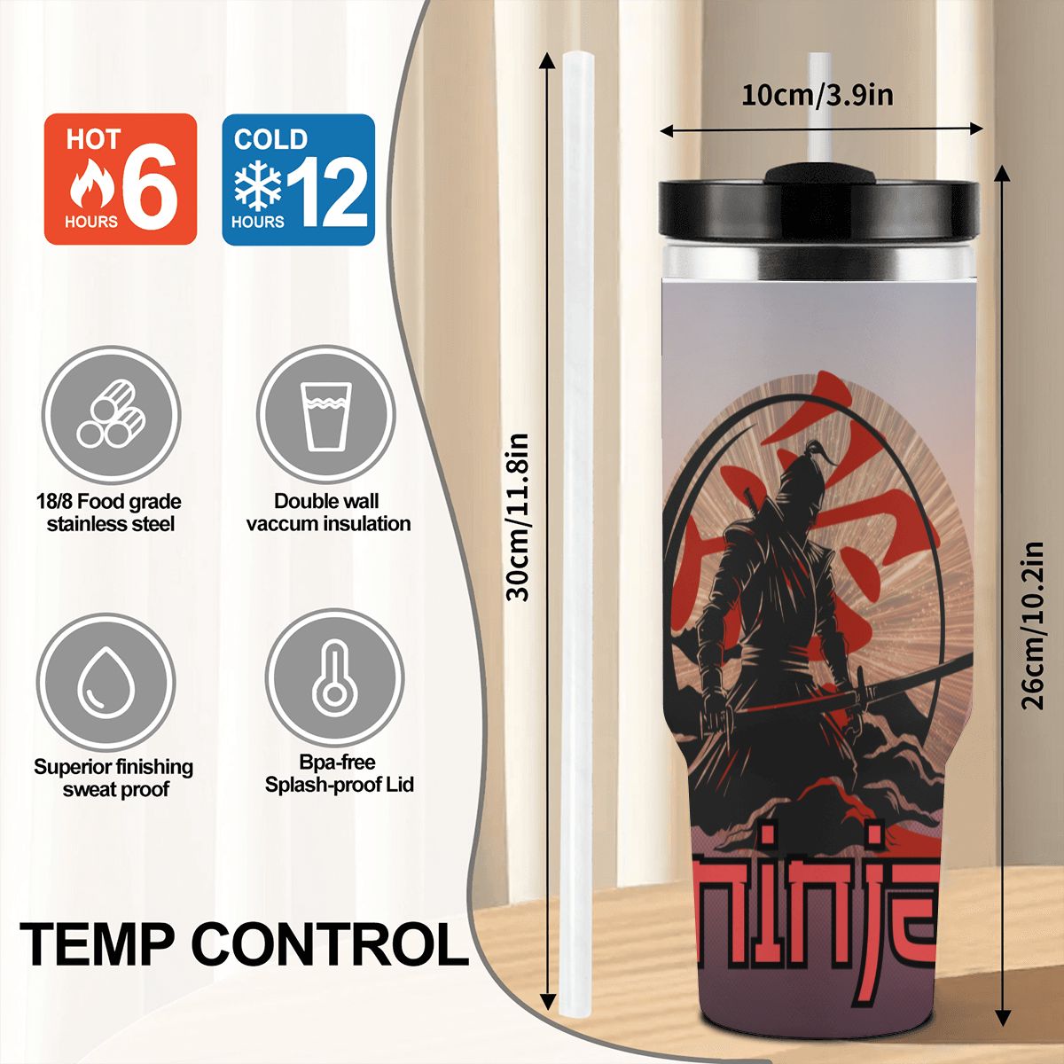 40oz Tumbler with Handle and Straw (Made in USA)