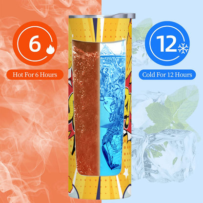 20oz Straight Stainless Steel Tumbler with Straw（Made in USA)