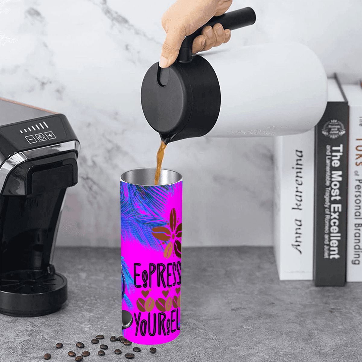20oz Straight Stainless Steel Tumbler with Straw
