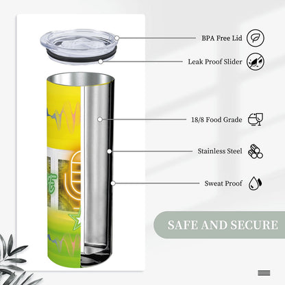 20oz Straight Stainless Steel Tumbler with Straw（Made in USA)