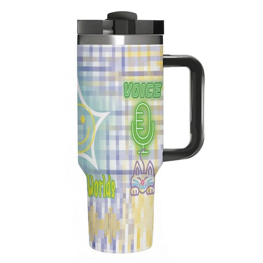 VOICE: CREATING WORLDS: 40oz Tumbler with Handle and Straw