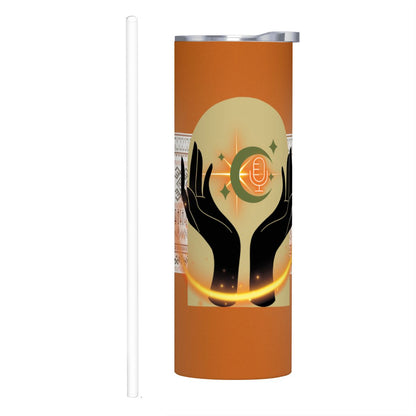 20oz Straight Stainless Steel Tumbler with Straw（Made in USA)