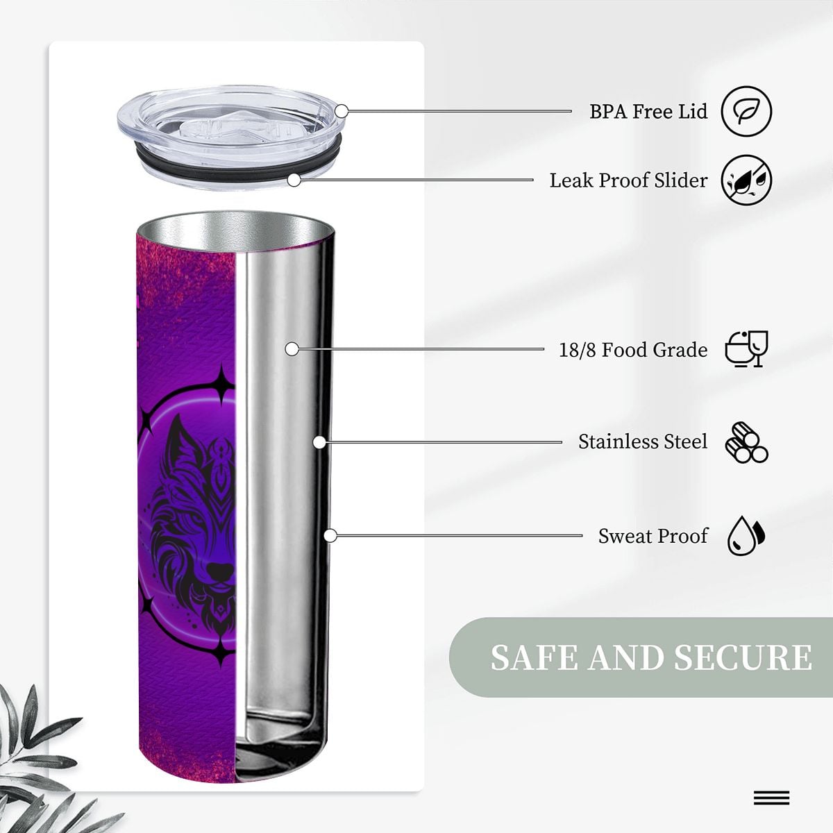20oz Straight Stainless Steel Tumbler with Straw (Made in USA)