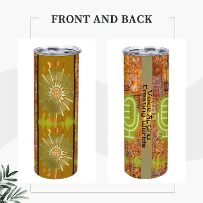 20oz Straight Stainless Steel Tumbler with Straw（Made in USA)
