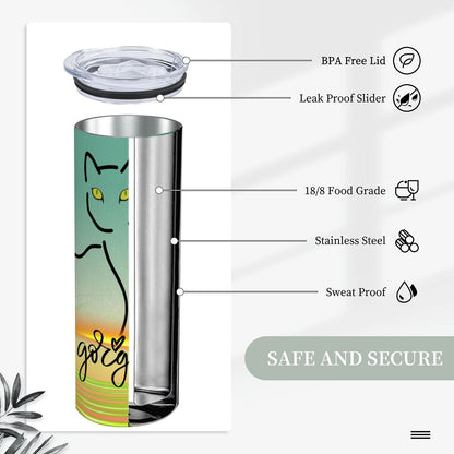 20oz Straight Stainless Steel Tumbler with Straw