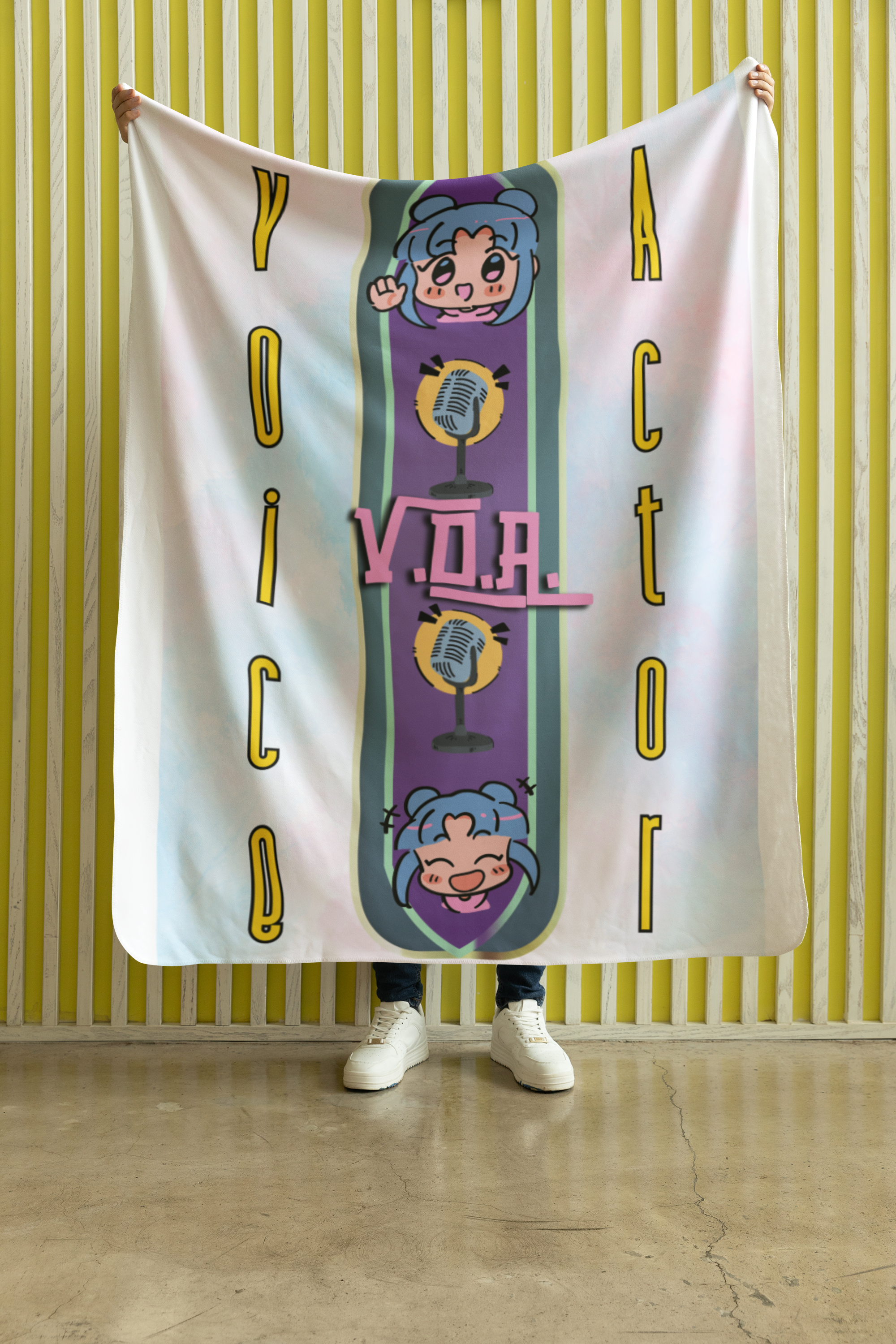 Voice Actor Girl: Stripe Style Throw Blanket