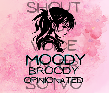 Anime Voice Over: Moody Broody: Reusable Stainless Steel Water Tumbler w/Straw