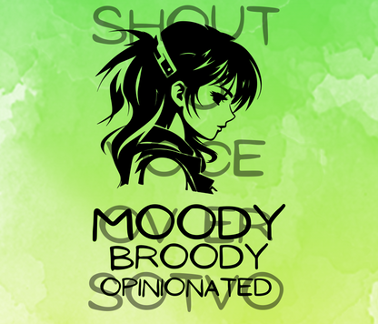Anime Voice Over: Moody Broody: Reusable Stainless Steel Water Bottle
