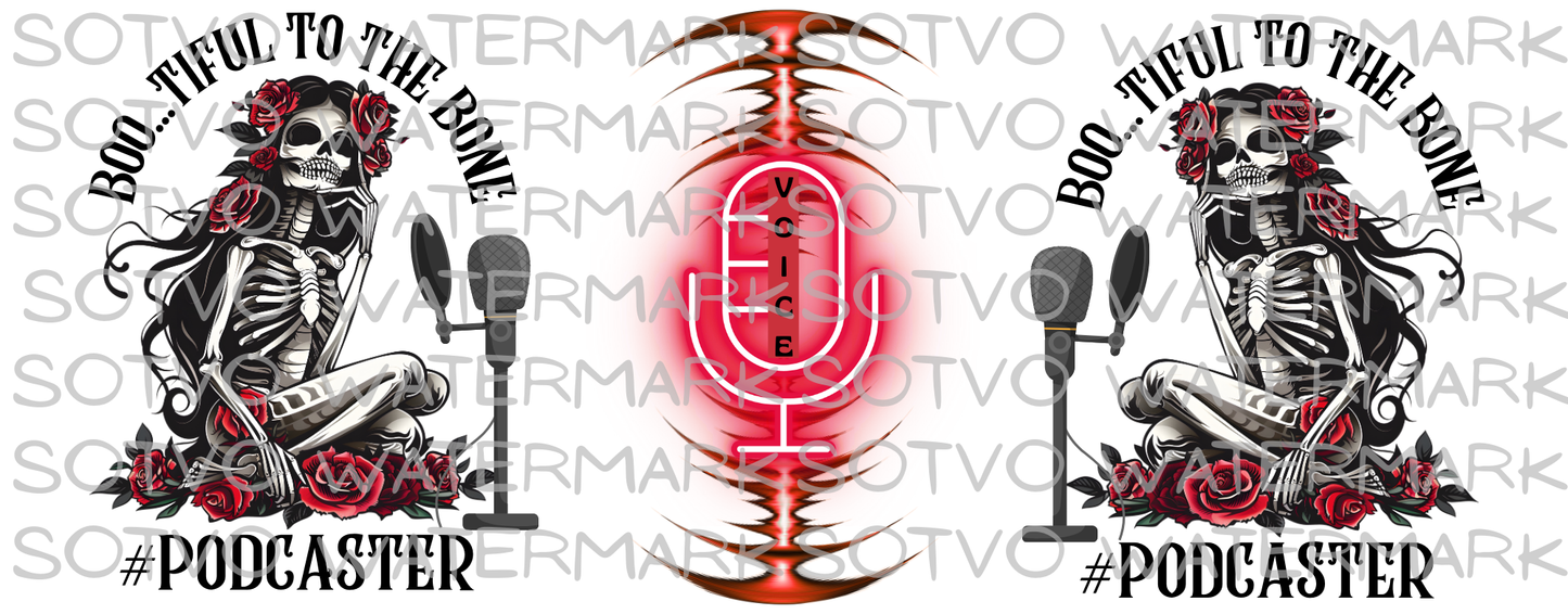 Boo...tiful To The Bone Podcaster! Skeletons Halloween Fun Classic Ceramic White Glossy Mug