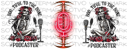 Boo...tiful To The Bone Podcaster! Skeletons Halloween Fun Classic Ceramic White Glossy Mug