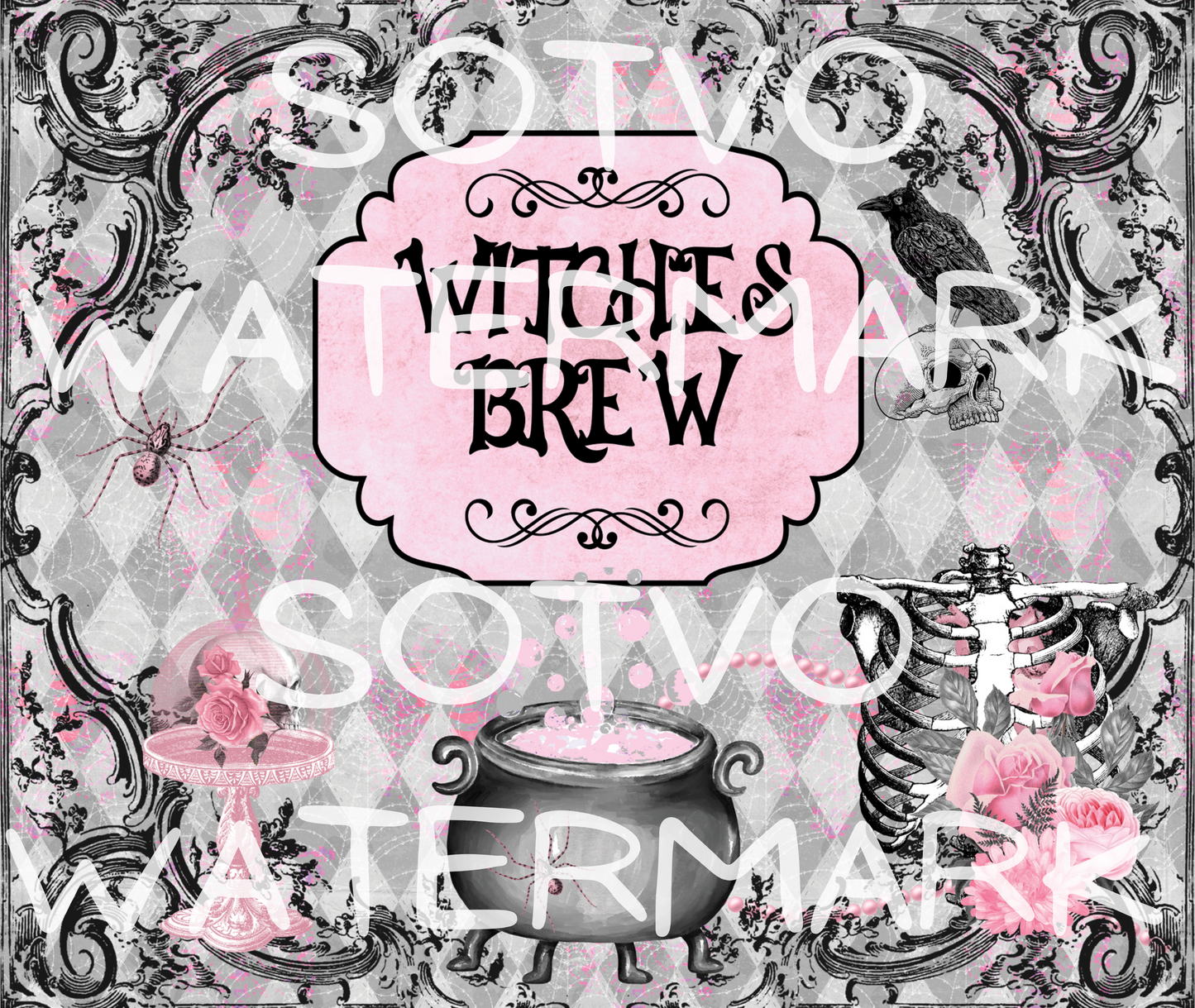 Halloween Witches Brew: Reusable Stainless Steel Water Tumbler w/Straw