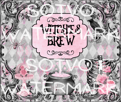 Halloween Witches Brew: Reusable Stainless Steel Water Tumbler w/Straw