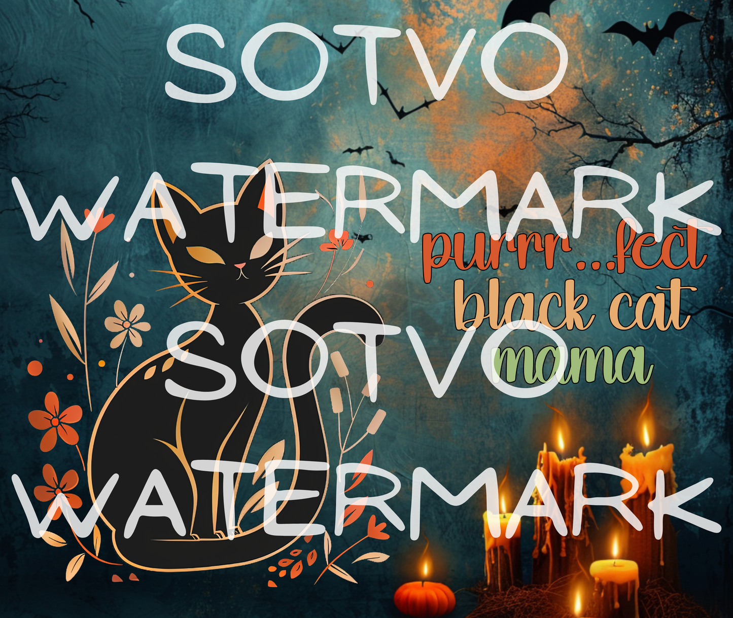 Autumn Fall Leaves Halloween: Purr...fect Black Cat Mama: Reusable Stainless Steel Water Tumbler w/Straw