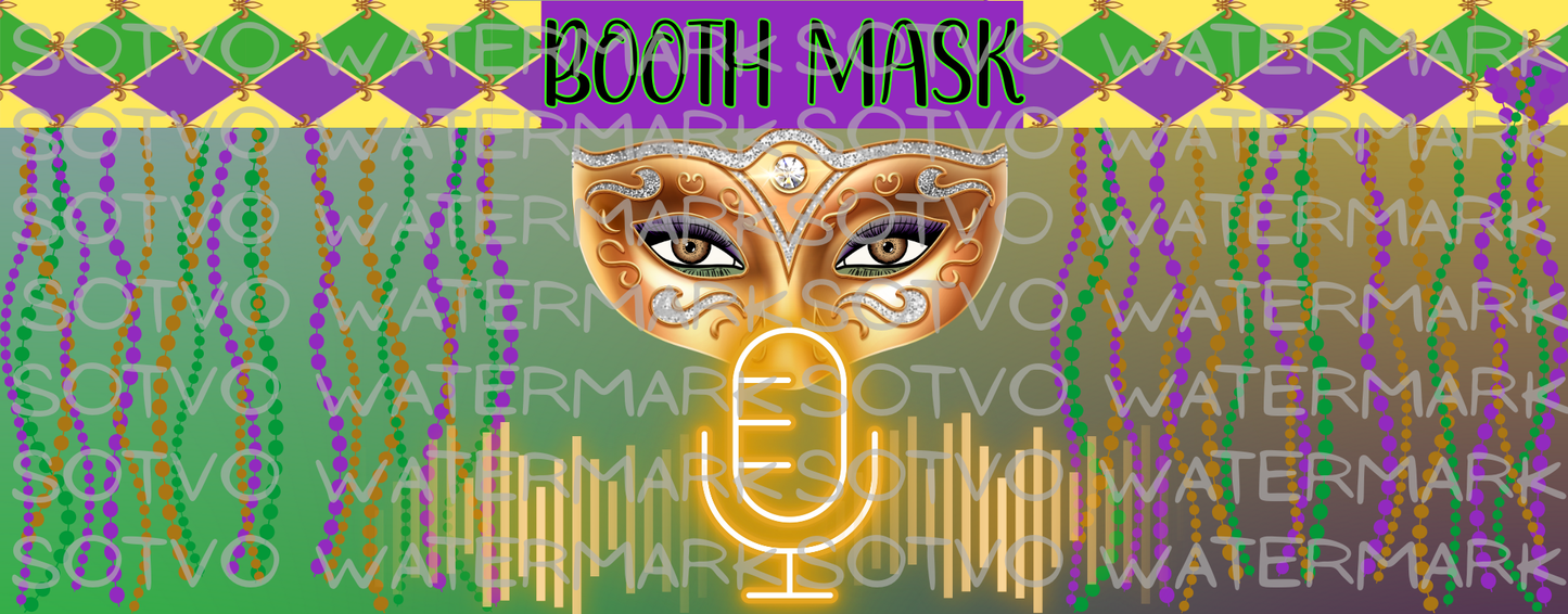 Mardi Gras BOOTH MASK: Voice Actor Black Glossy Mug