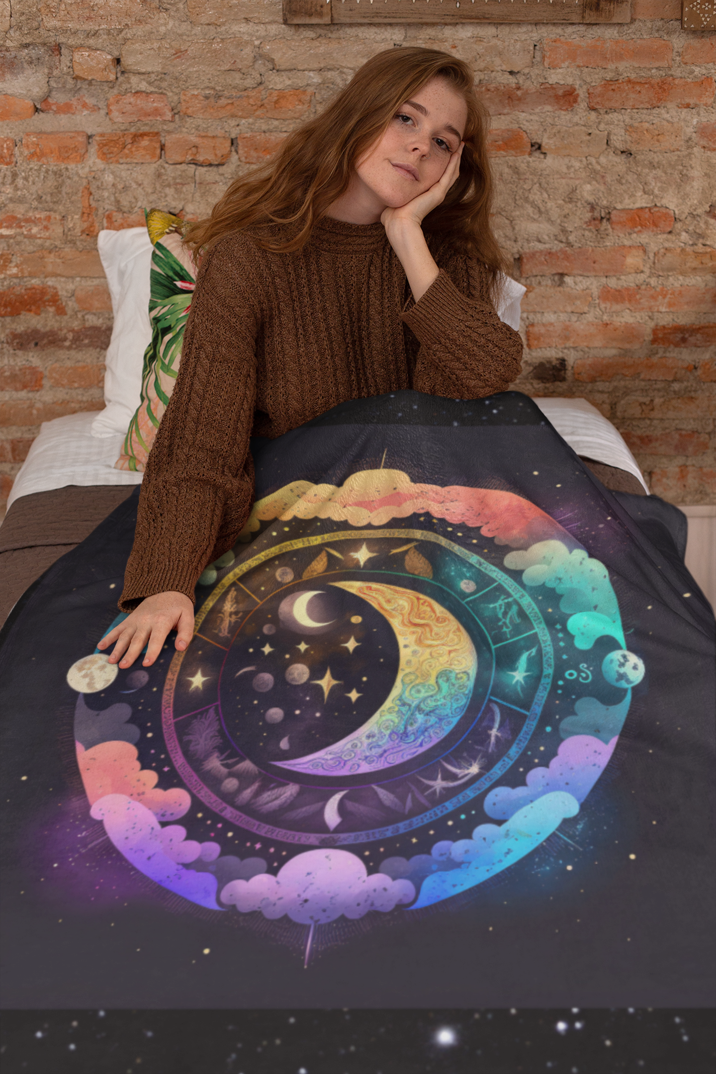 Voice Over Booth Throw Blanket: Moon Zodiac Lucky Charm