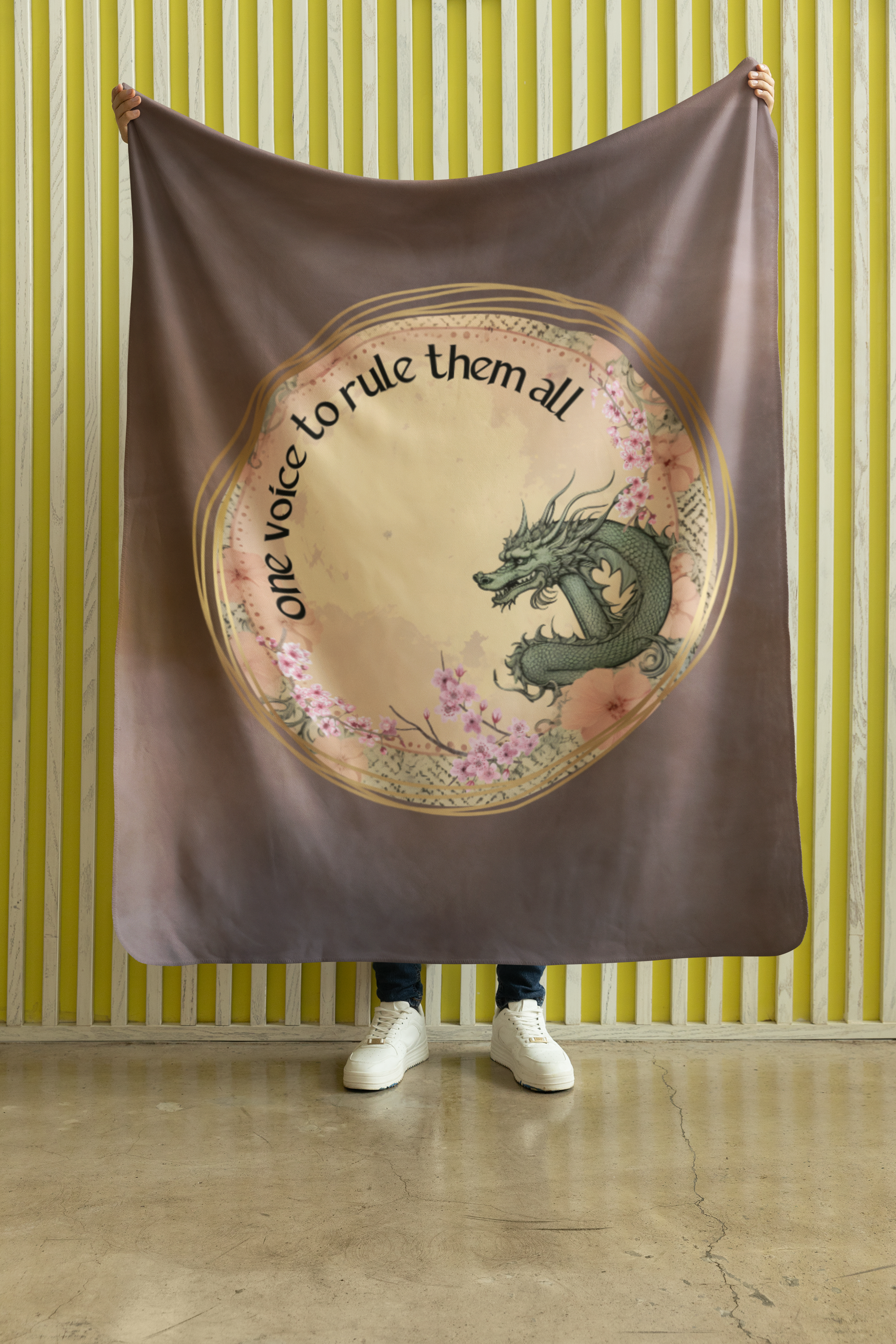 One Voice To Rule Them All: Dragon Cherry Blossom Style Throw Blanket