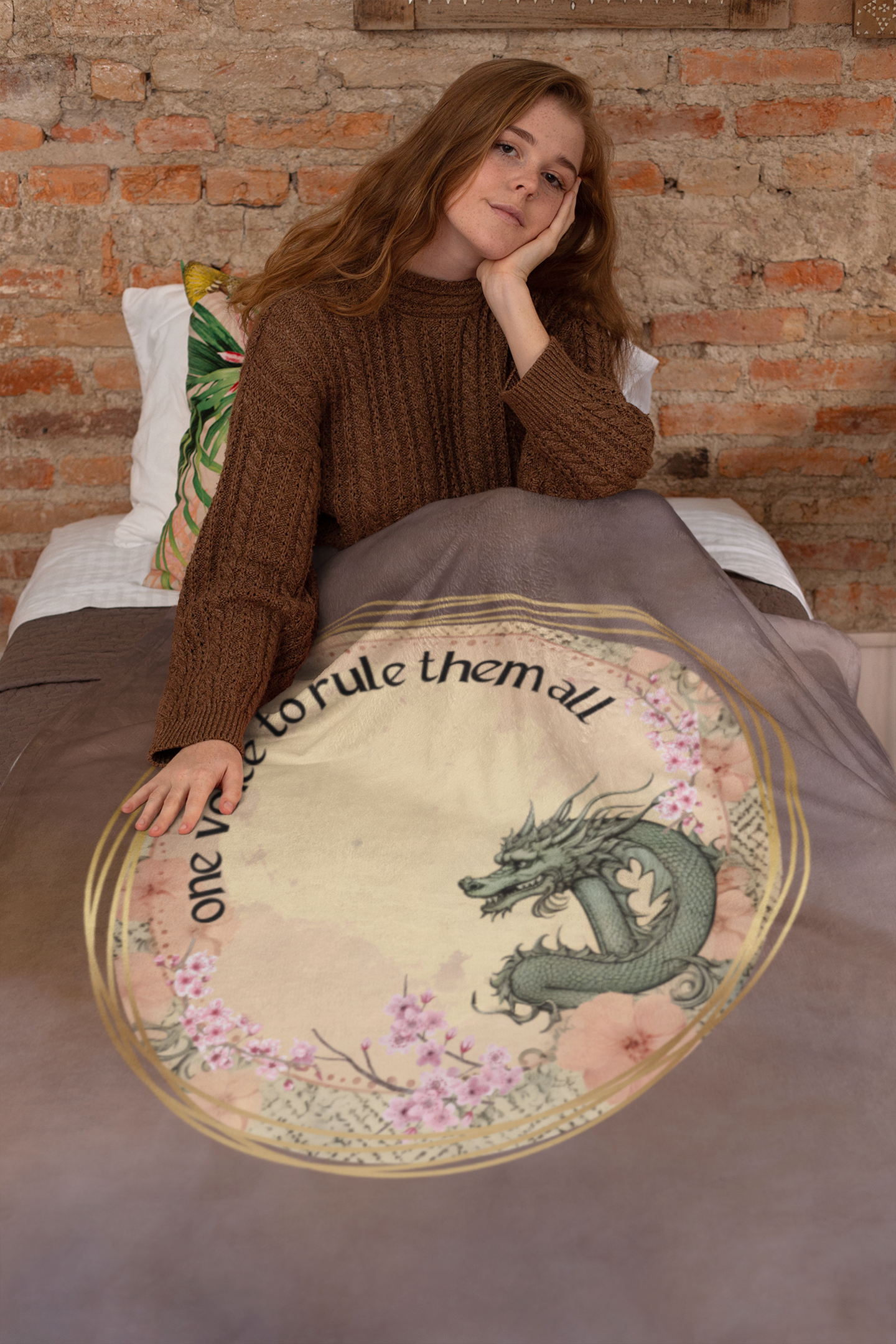 One Voice To Rule Them All: Dragon Cherry Blossom Style Throw Blanket