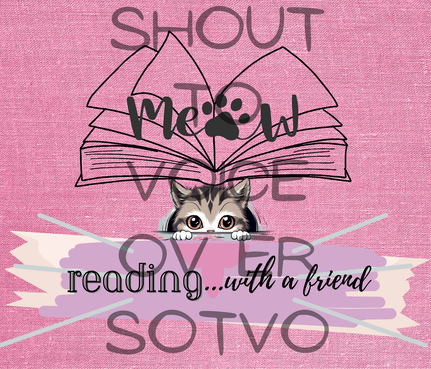 Meow...Reading With A Friends: Reusable Stainless Steel Water Tumbler w/Straw