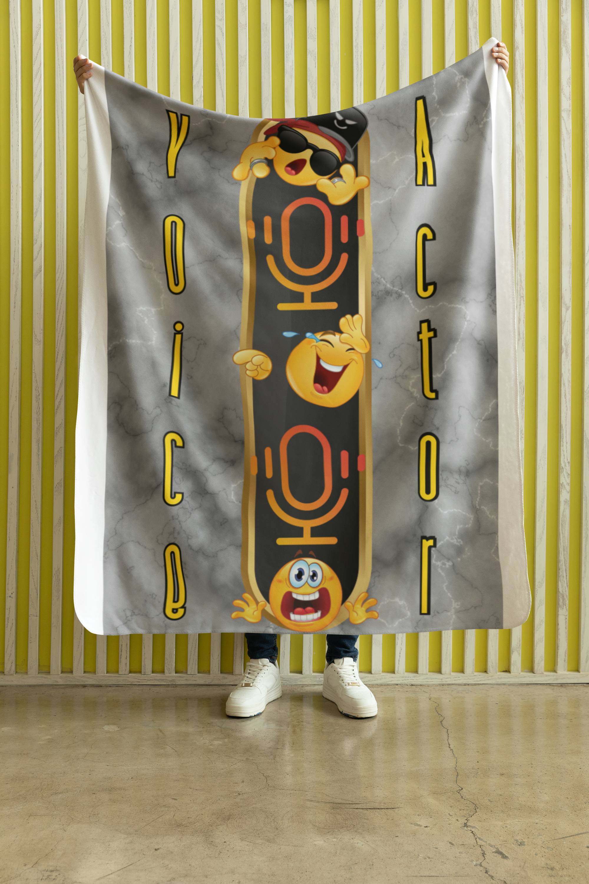 Voice Actor: Emoji Style Booth Throw Blanket