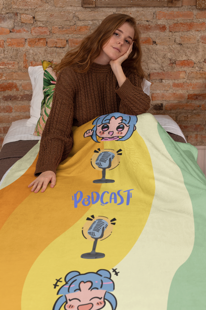 Podcast Girl: Wavy Style Booth Throw Blanket