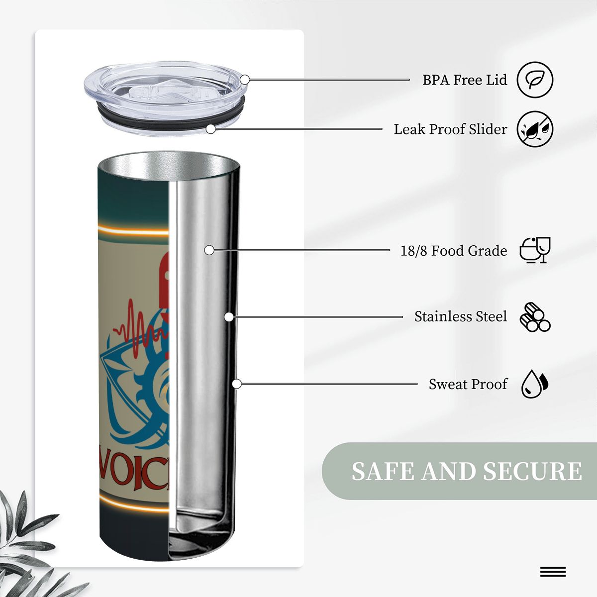 20oz Straight Stainless Steel Tumbler with Straw（Made in USA)