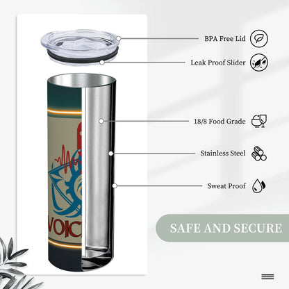 20oz Straight Stainless Steel Tumbler with Straw（Made in USA)
