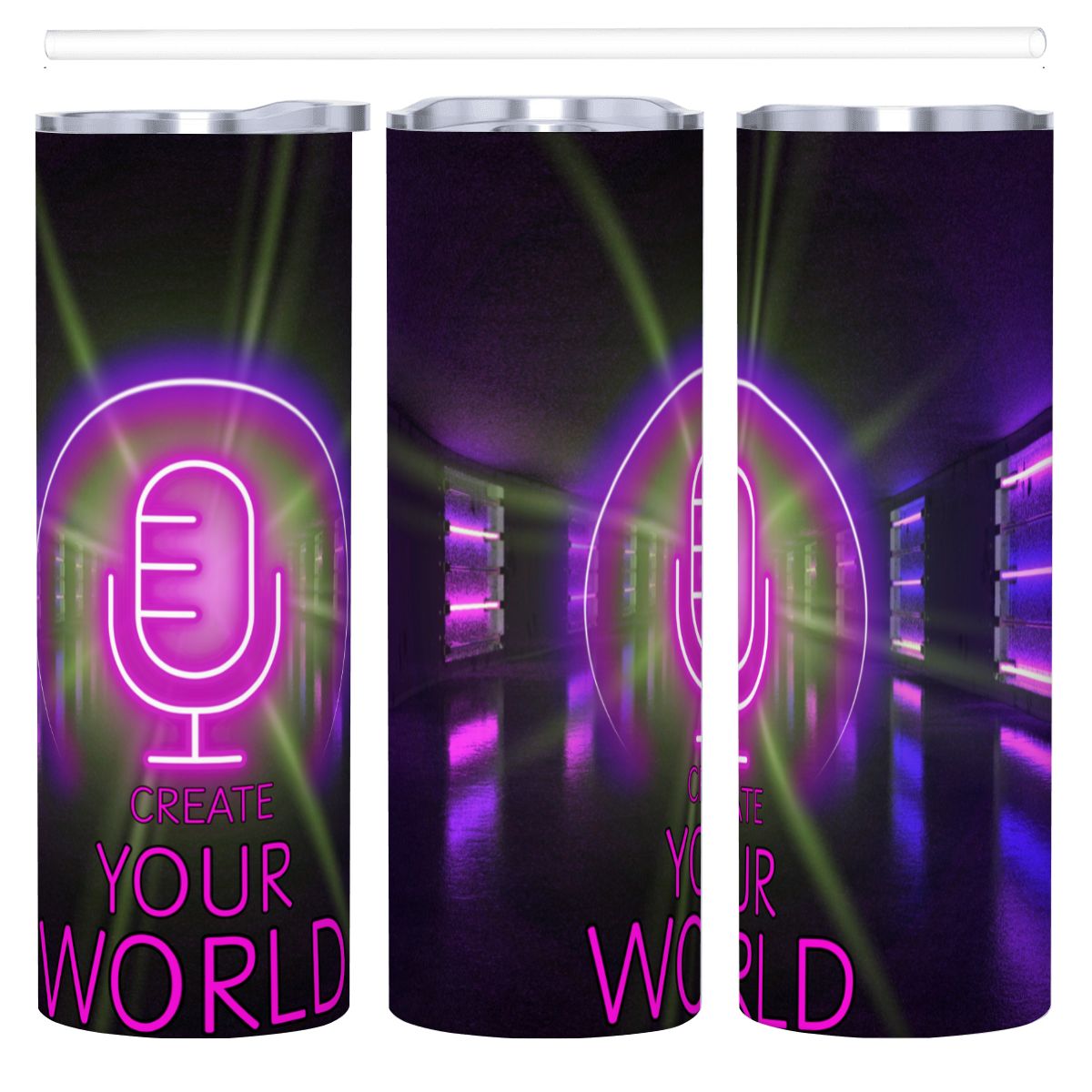 20oz Straight Stainless Steel Tumbler with Straw