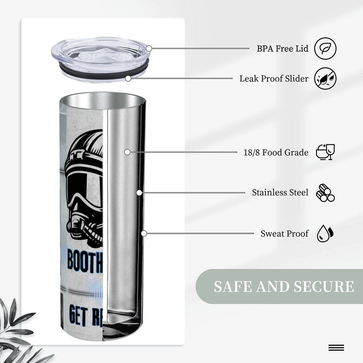 20oz Straight Stainless Steel Tumbler with Straw（Made in USA)