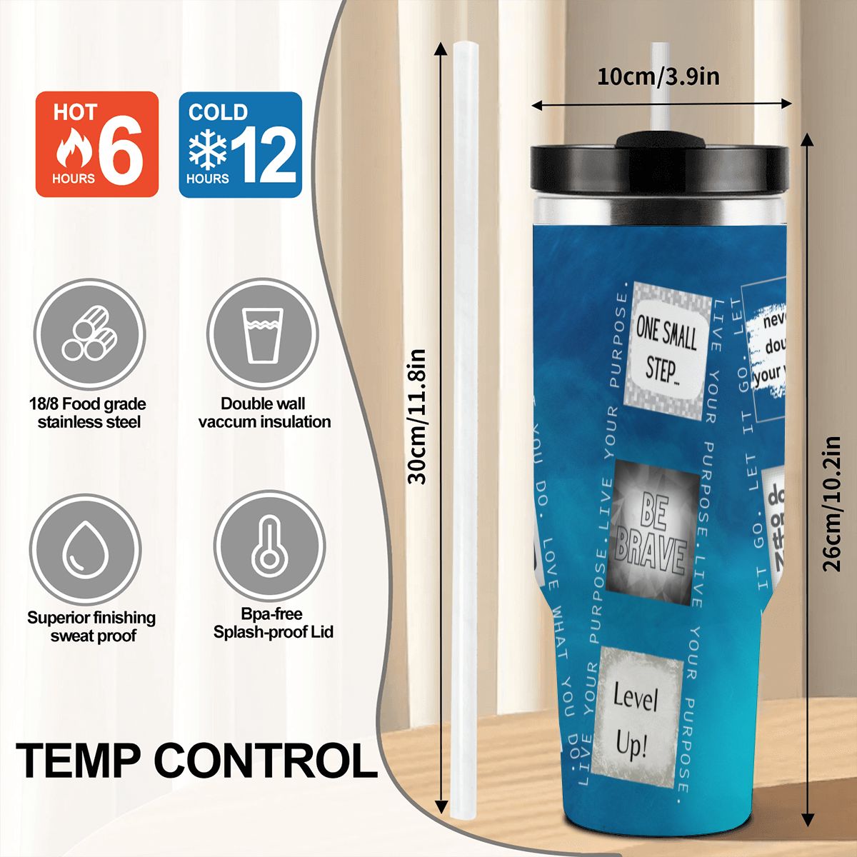 40oz Tumbler with Handle and Straw (Made in USA)