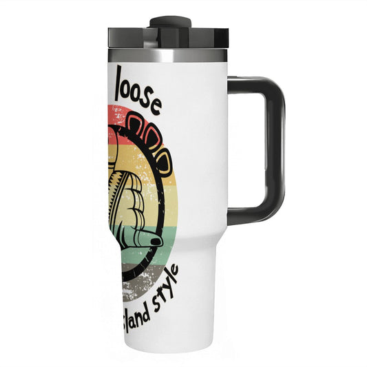 Island Style: Hang Loose: 40oz Stainless Steel Tumbler with Handle and Straw