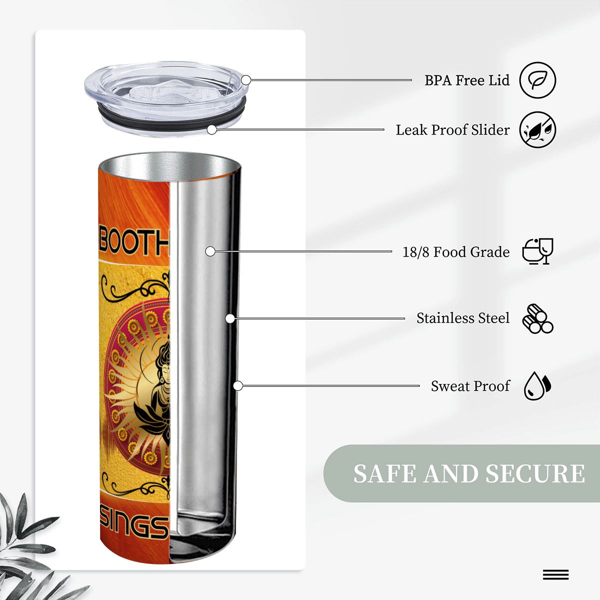 20oz Straight Stainless Steel Tumbler with Straw