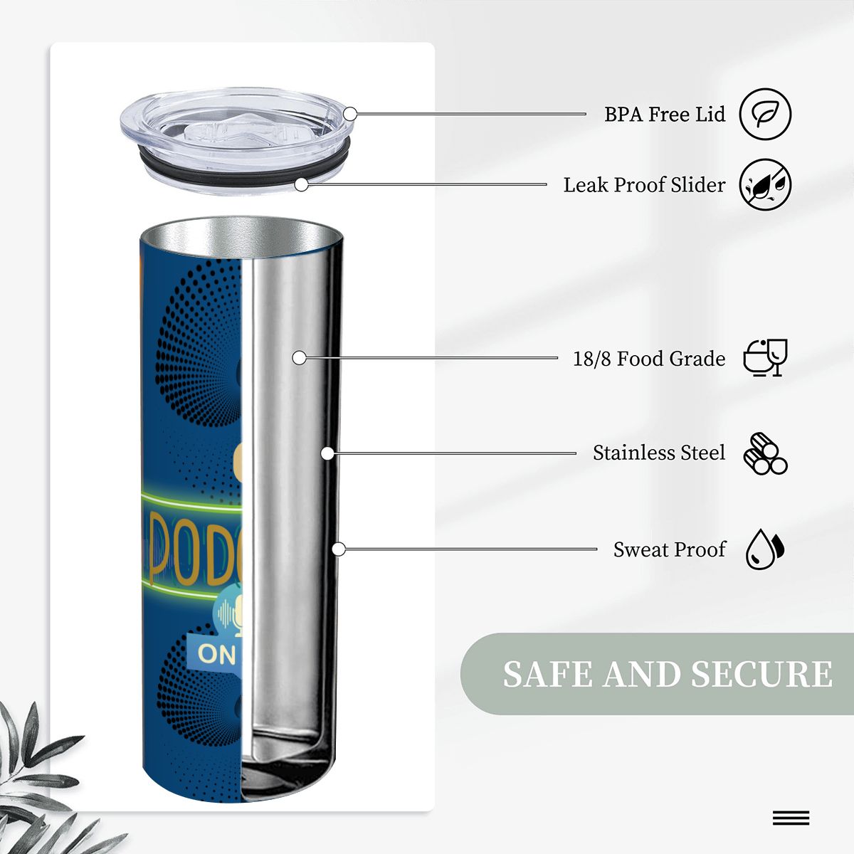 20oz Straight Stainless Steel Tumbler with Straw（Made in USA)