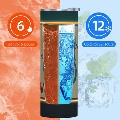 20oz Straight Stainless Steel Tumbler with Straw（Made in USA)