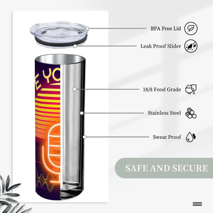 20oz Straight Stainless Steel Tumbler with Straw