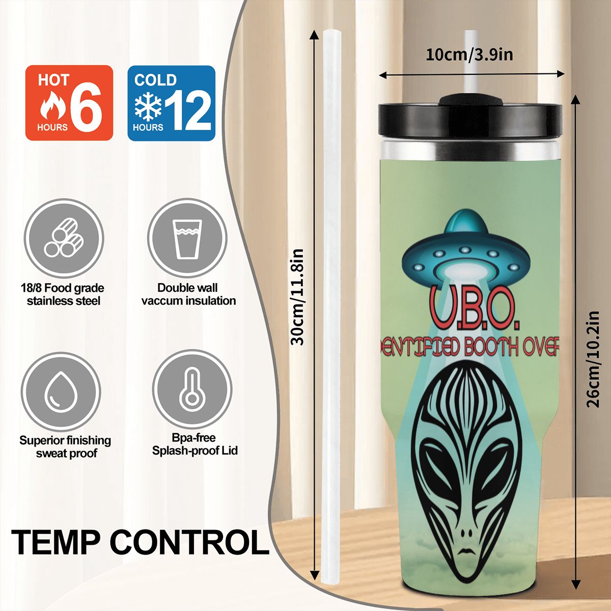 40oz Tumbler with Handle and Straw (Made in USA)