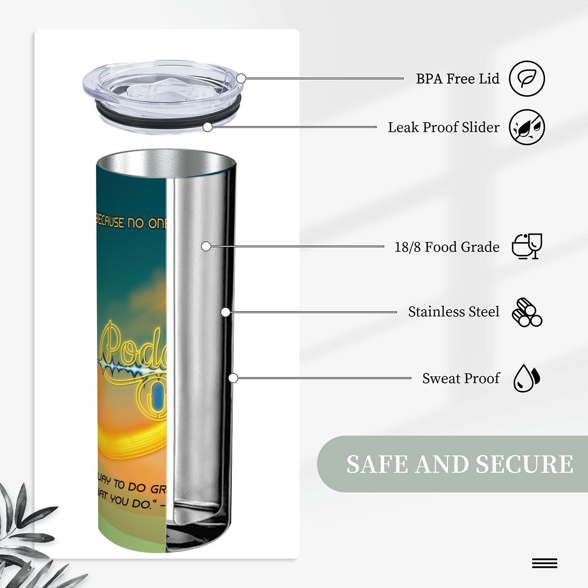 20oz Straight Stainless Steel Tumbler with Straw（Made in USA)