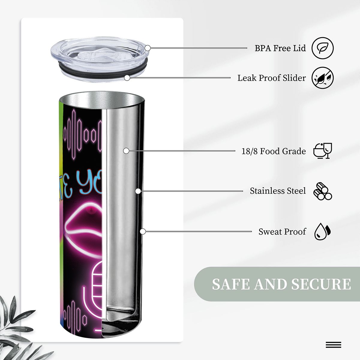 20oz Straight Stainless Steel Tumbler with Straw（Made in USA)