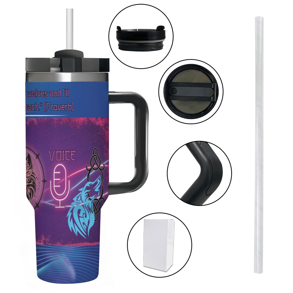 40oz Tumbler with Handle and Straw (Made in USA)