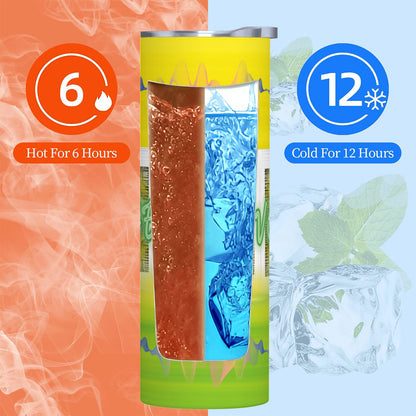 20oz Straight Stainless Steel Tumbler with Straw（Made in USA)