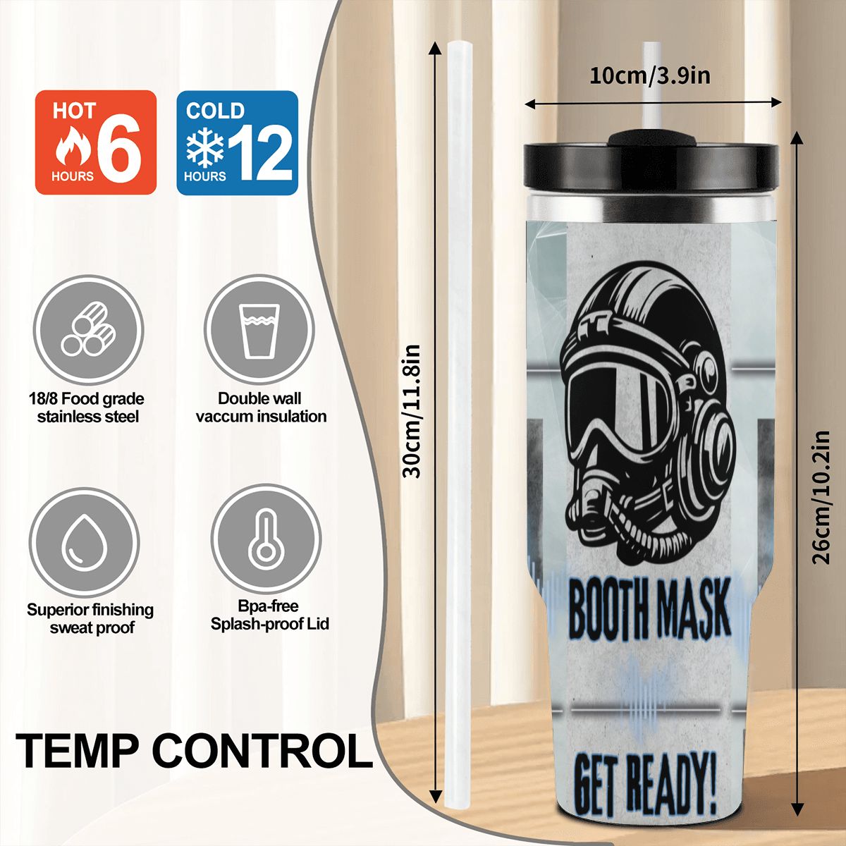 40oz Tumbler with Handle and Straw (Made in USA)