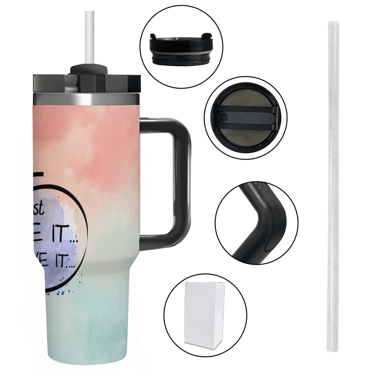 40oz Tumbler with Handle and Straw (Made in USA)