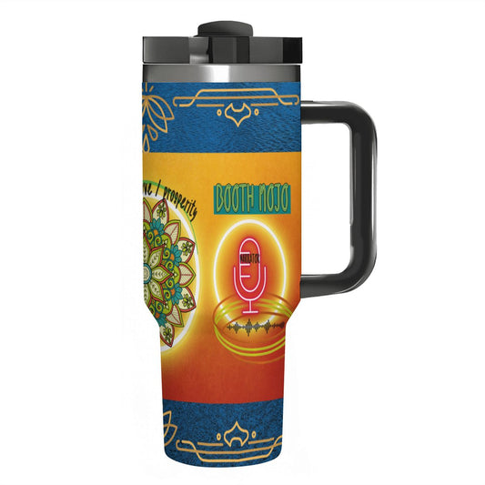 BOOTH MOJO: India Mandala Style: 40oz Tumbler with Handle and Straw