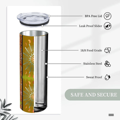 20oz Straight Stainless Steel Tumbler with Straw（Made in USA)