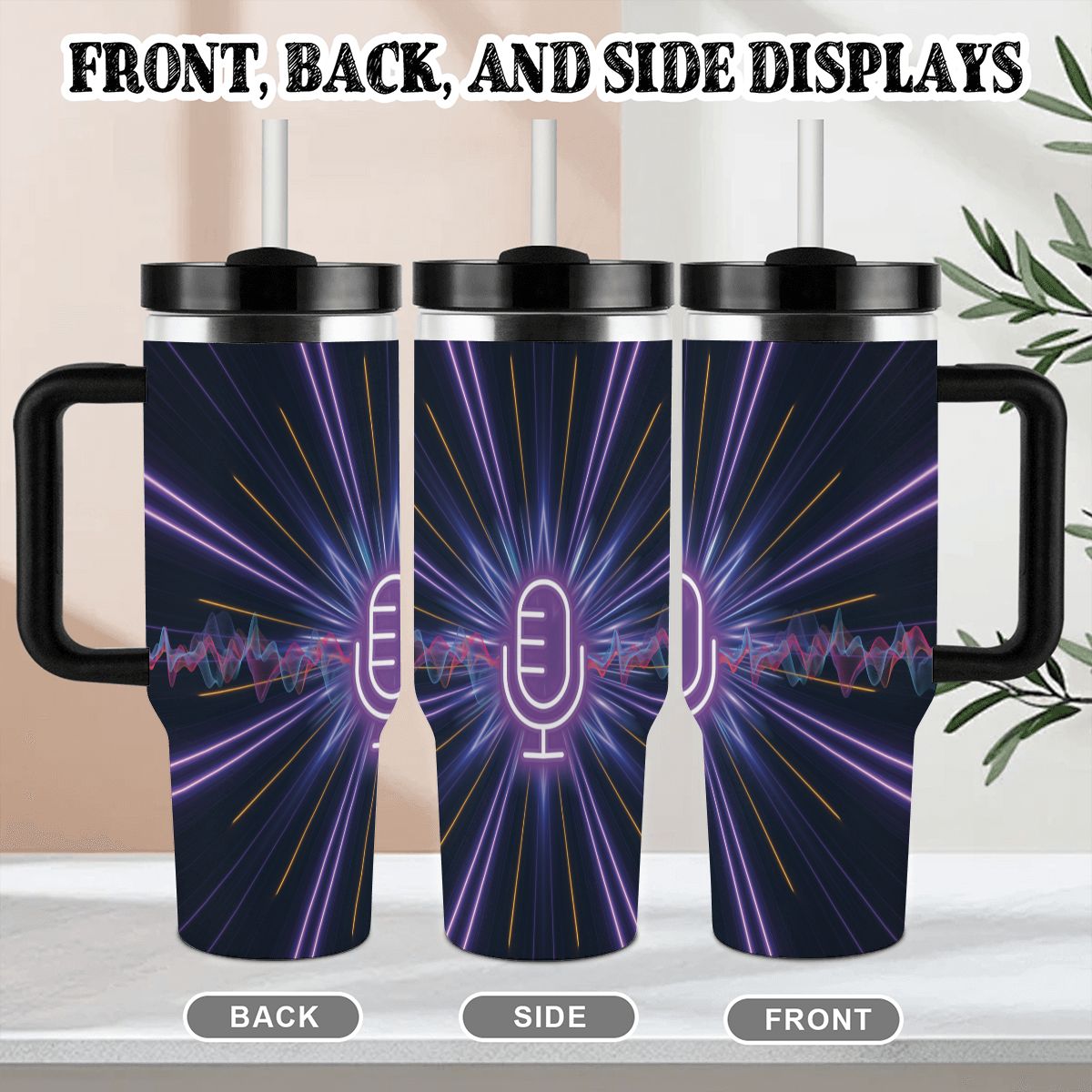 40oz Tumbler with Handle and Straw (Made in USA)