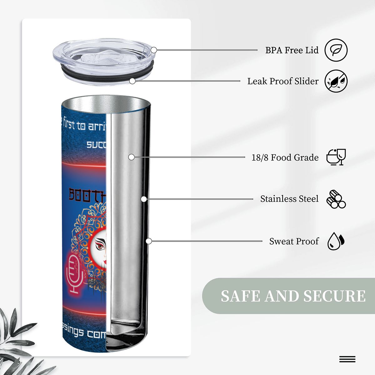 20oz Straight Stainless Steel Tumbler with Straw