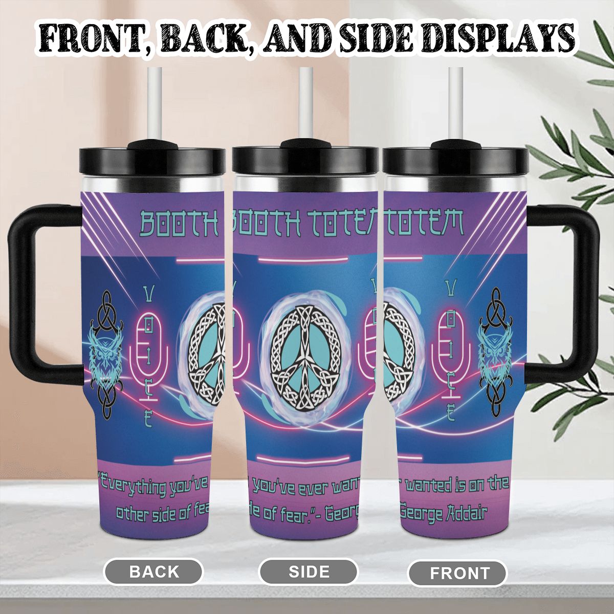 40oz Tumbler with Handle and Straw (Made in USA)