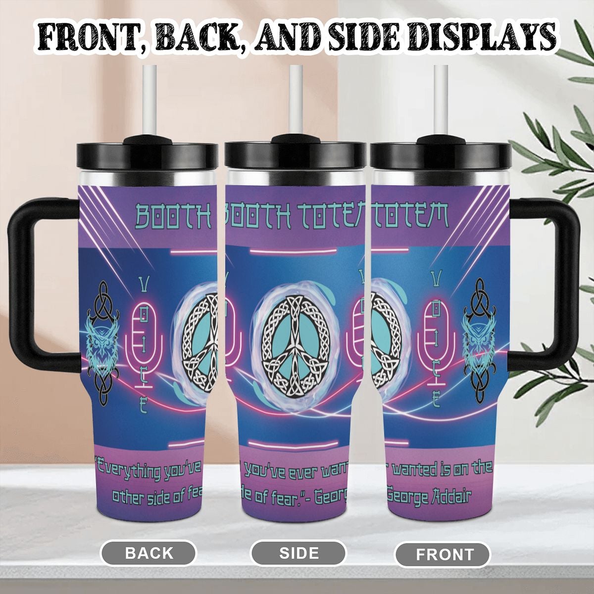 40oz Tumbler with Handle and Straw (Made in USA)