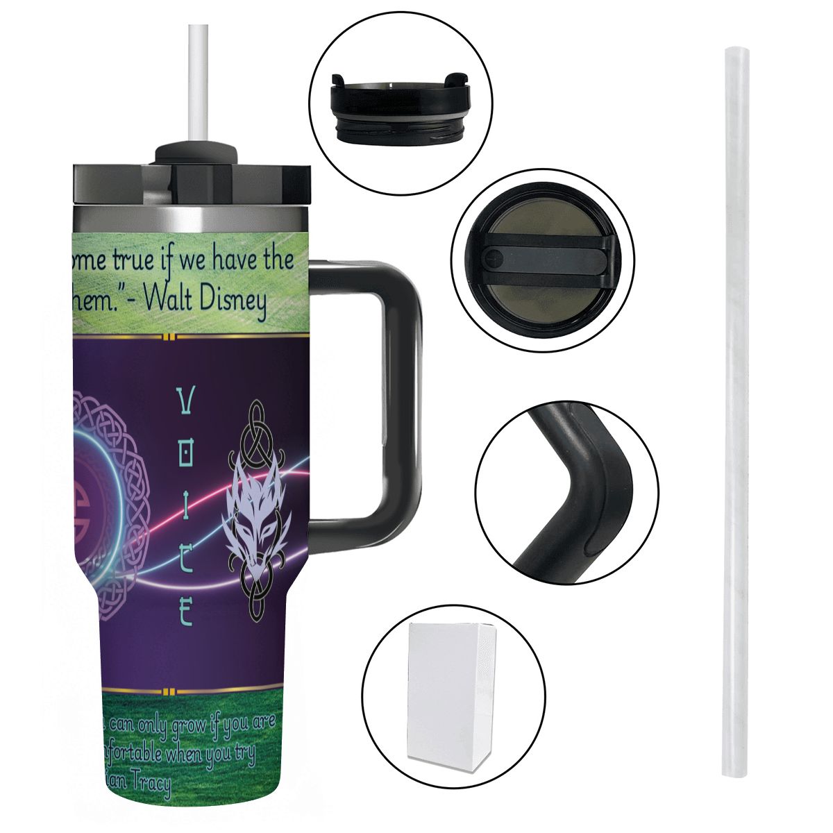 40oz Tumbler with Handle and Straw (Made in USA)