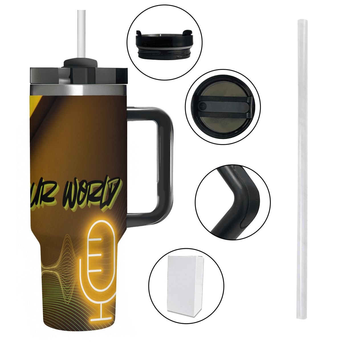 40oz Tumbler with Handle and Straw (Made in USA)